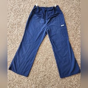 Cherokee Flexibles Maternity Flare Leg Navy Blue Scrub Pants, Size M Petite